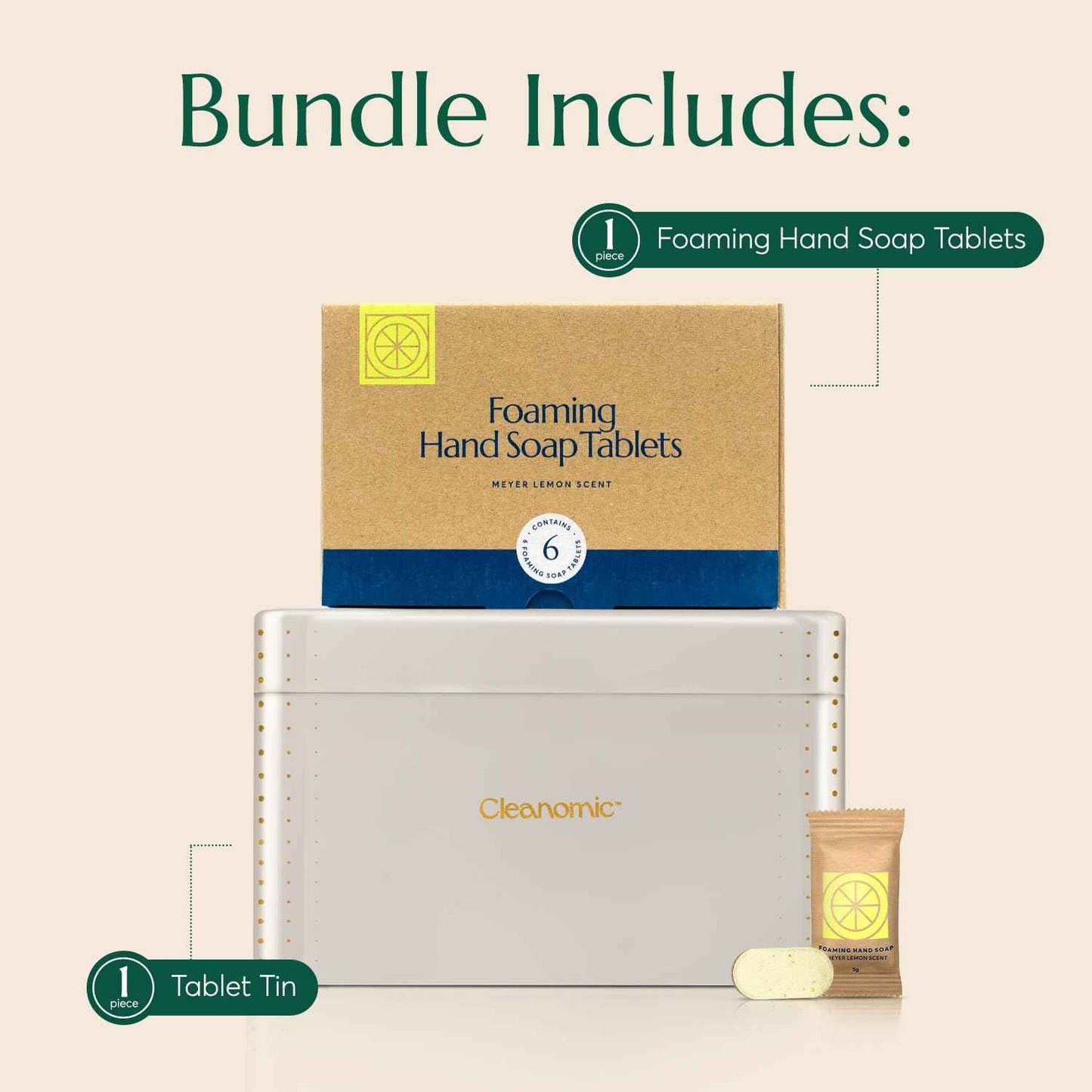 CLEANOMIC Foaming Hand Soap Tablets and Tablet Tin Bundle