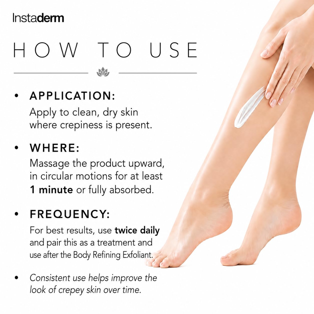 Instaderm Crepe Fix Body Cream – Anti-Aging Moisturizer for Neck & Body – Improve the Appearance of Thinning Aged Crepey Skin, Wrinkles & Dryness. Support Skins Natural Elastin & Collagen Production.
