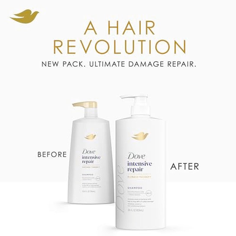 Dove Shampoo 4 Pack Intensive Repair for Damaged Hair with Bio-Protein Care Technology and Amino Serum 28 Fl Oz