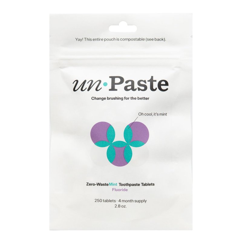 Unpaste Fluoride Toothpaste Tablets, Mint, Nano Hydroxyapatite, Xylitol Free, Travel Friendly Resealable Pouch, Eco-Friendly – 250ct / 4 Month Supply