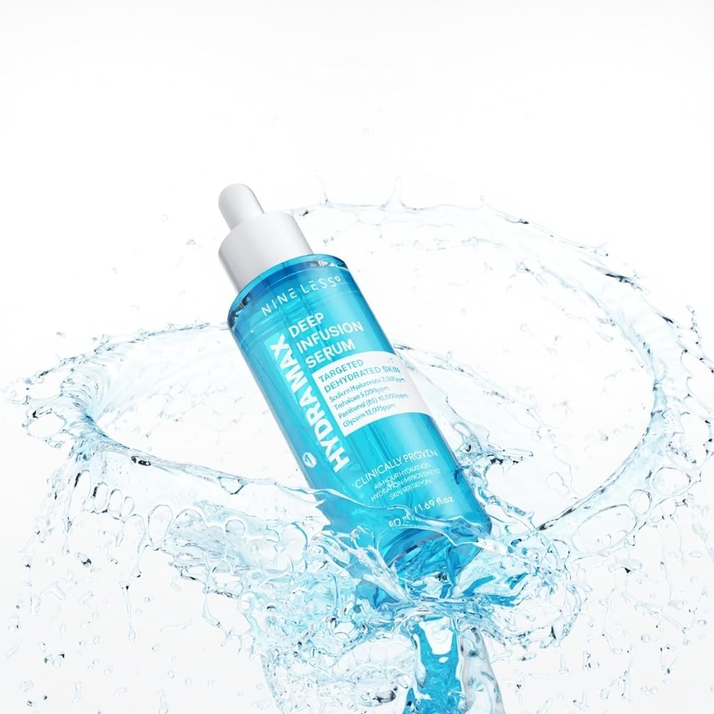 NINELESS HYDRA-MAX Deep Infusion Serum –48hr Korean Hydrating Face Serum with Hyaluronic Acid, Panthenol - 5 Ceramides -Deep Moisture, Fast Absorbing, All Skin Types, 1.69 fl.oz