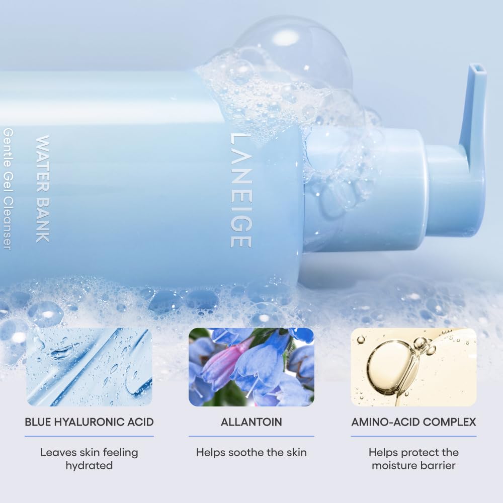 LANEIGE Water Bank Gel Cleanser - pH-Balanced & Barrier-Boosting with Blue Hyaluronic Acid | 150ml