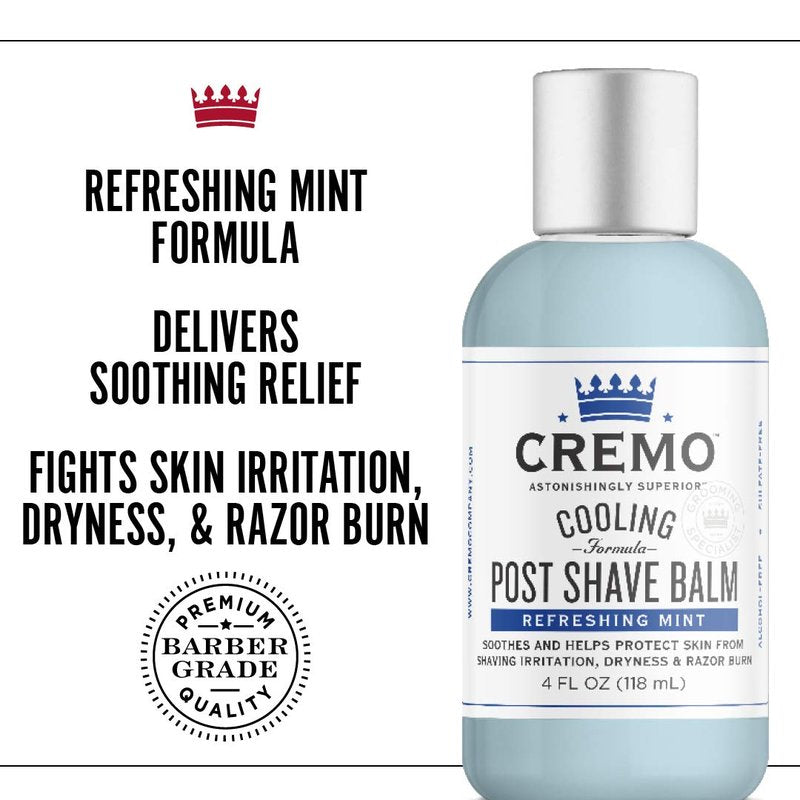 Cremo Cooling Shave Cream & Post Shave Balm - Soothes Razor Burn, 4 Oz | Barber Grade Formula
