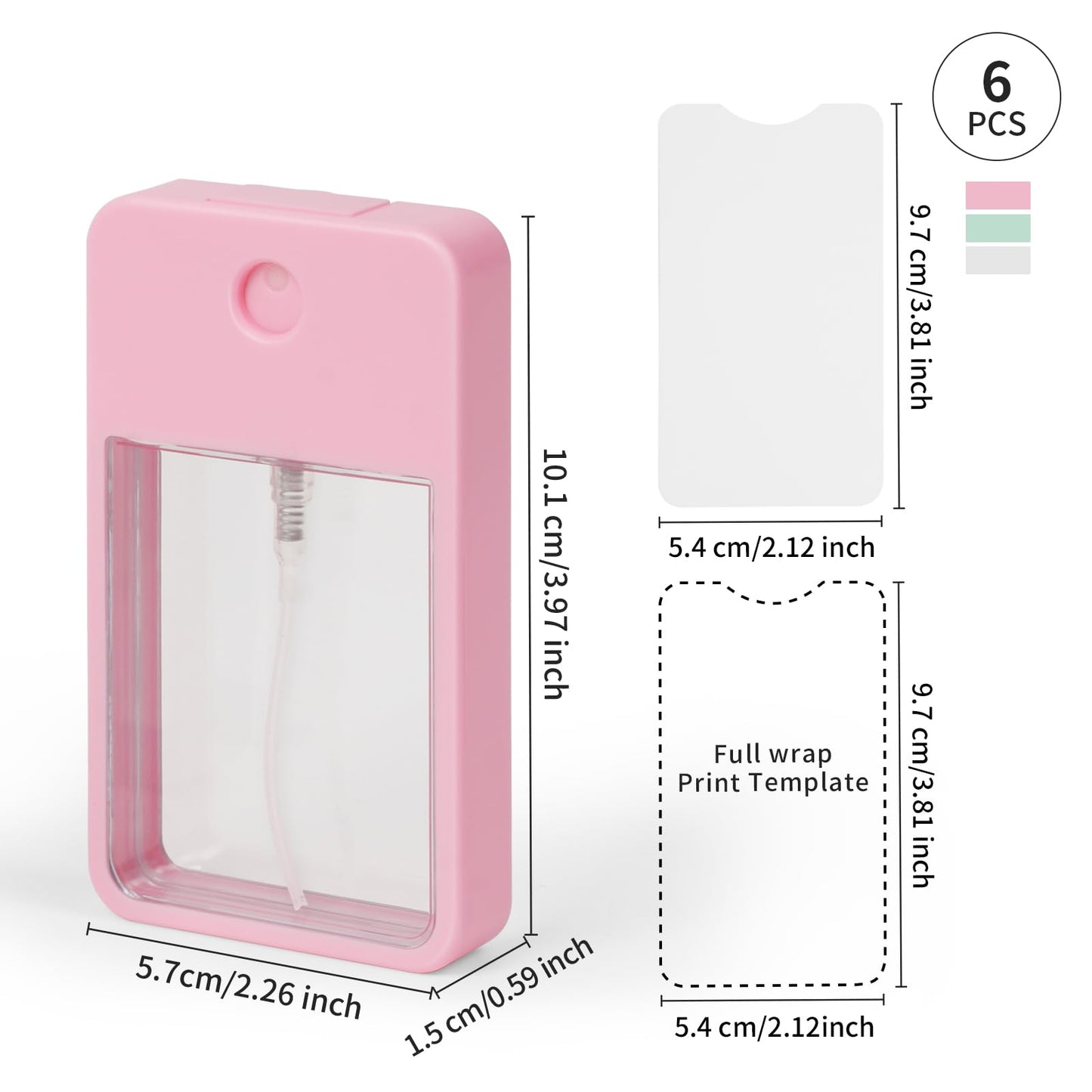 PYD Life 6 Pack Sublimation Blanks Card Perfume Spray Bottle 1FL.OZ 30 ml