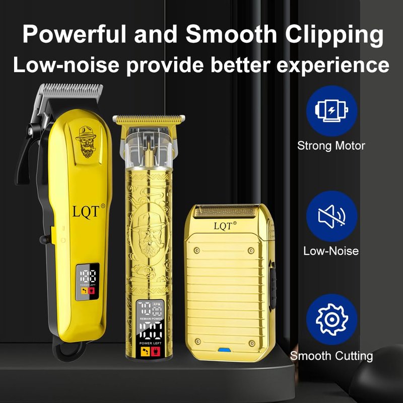LQT Professional Cordless Hair Clippers Kit - Rechargeable Trimmer for Men with Precision Blades & Accessories | Barber-Grade Home Haircut Set