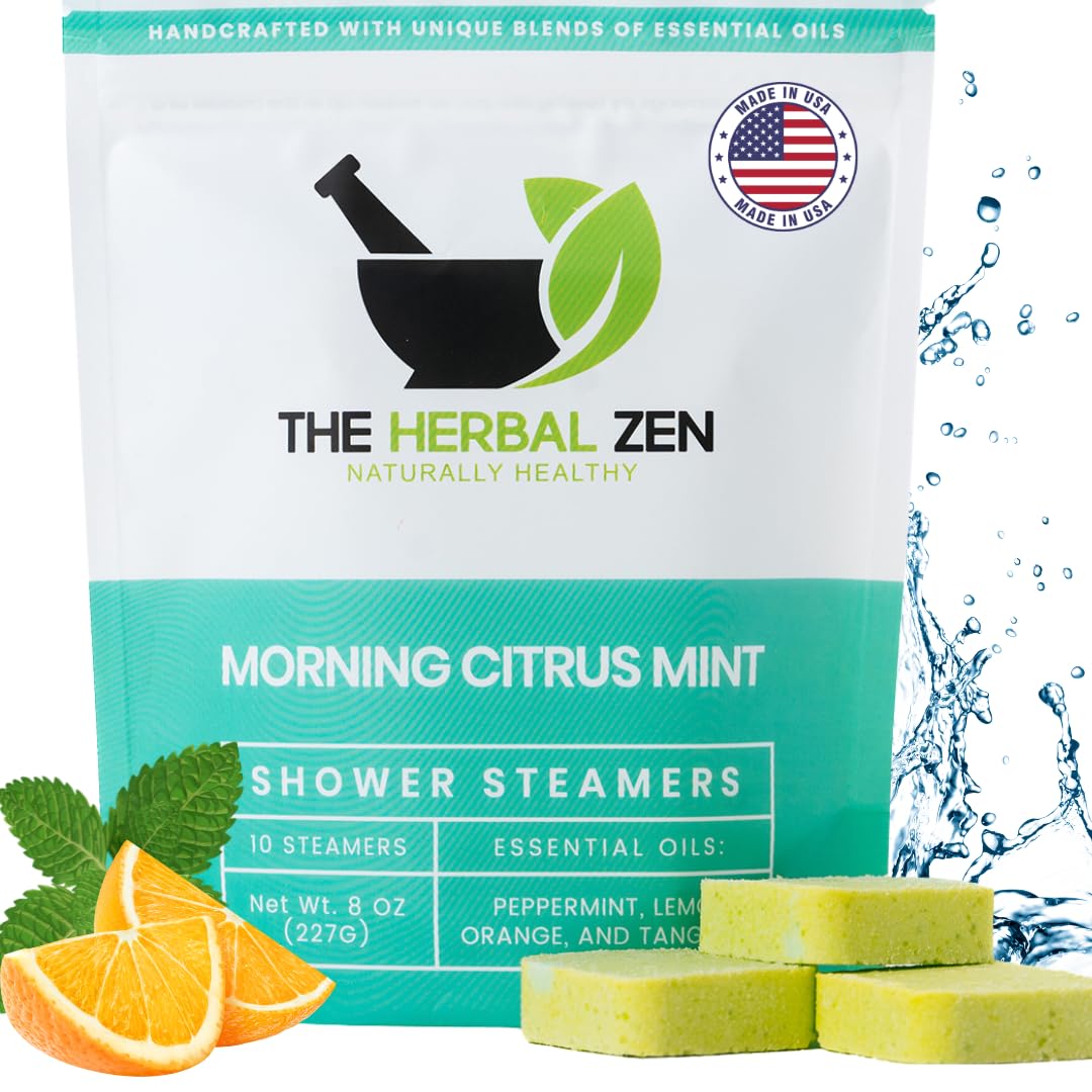 Morning Citrus Mint Shower Steamers Aromatherapy for Energy - USA Made Mothers Day Gift for Mom - Peppermint & Orange Shower Bomb Tablets – Soothing Natural Essential Oils (10 Pack)