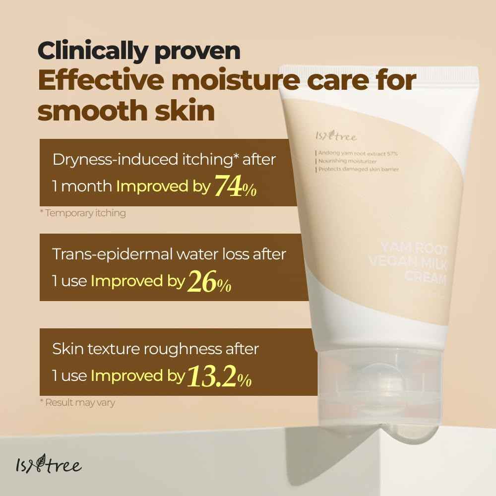 IsNtree Yam Root Vegan Milk Cream 80ml, 2.7 fl.oz | Nourishing moisturizer | vegan milk moisturizer | Korean Skincare