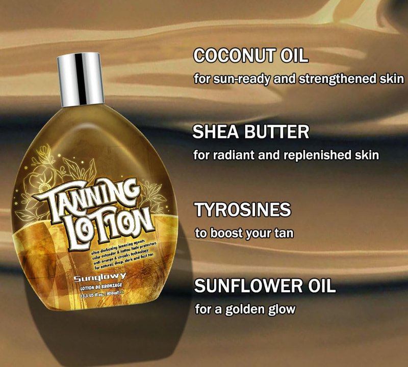 Sunglowy Tanning Bed Lotion With Bronzer And Accelerator, Bronzing Tanning Lotion For Tanning Beds, Sun Tanning Lotion For Outdoor, Mango, Dha-Free, 13.5 Fl.Oz
