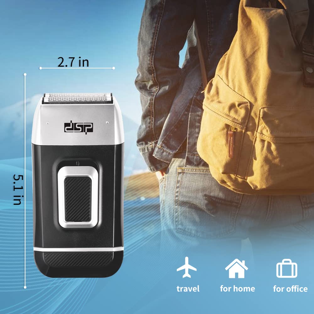 DSP Electric Razor for Men - 2 in 1 Bald Shaver with 2 Foil Head and Precision Trimmer - Rechargeable 3-Speed Barber Shaver with LED Digital Display (Silver)