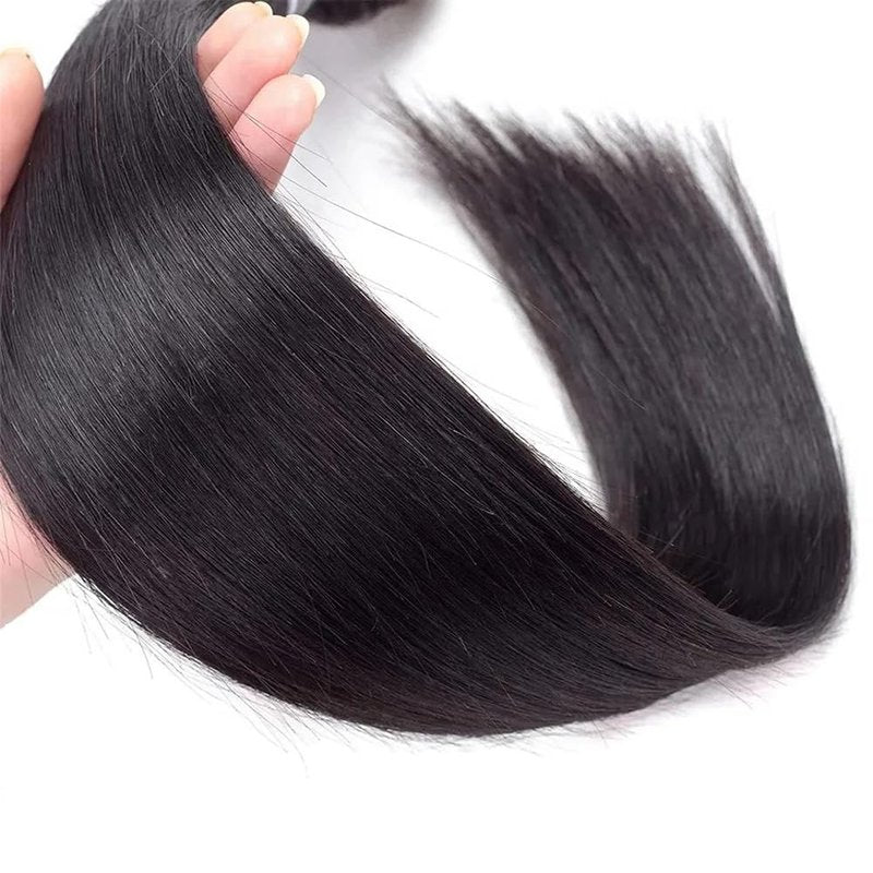 Straight Bundles Human Hair Natural Black Straight Hair Bundles Brazilian Virgin Remy Hair Extensions 12 14 16 Inch Soft And Healthy Double Weft 3 Bundles Hair Weave