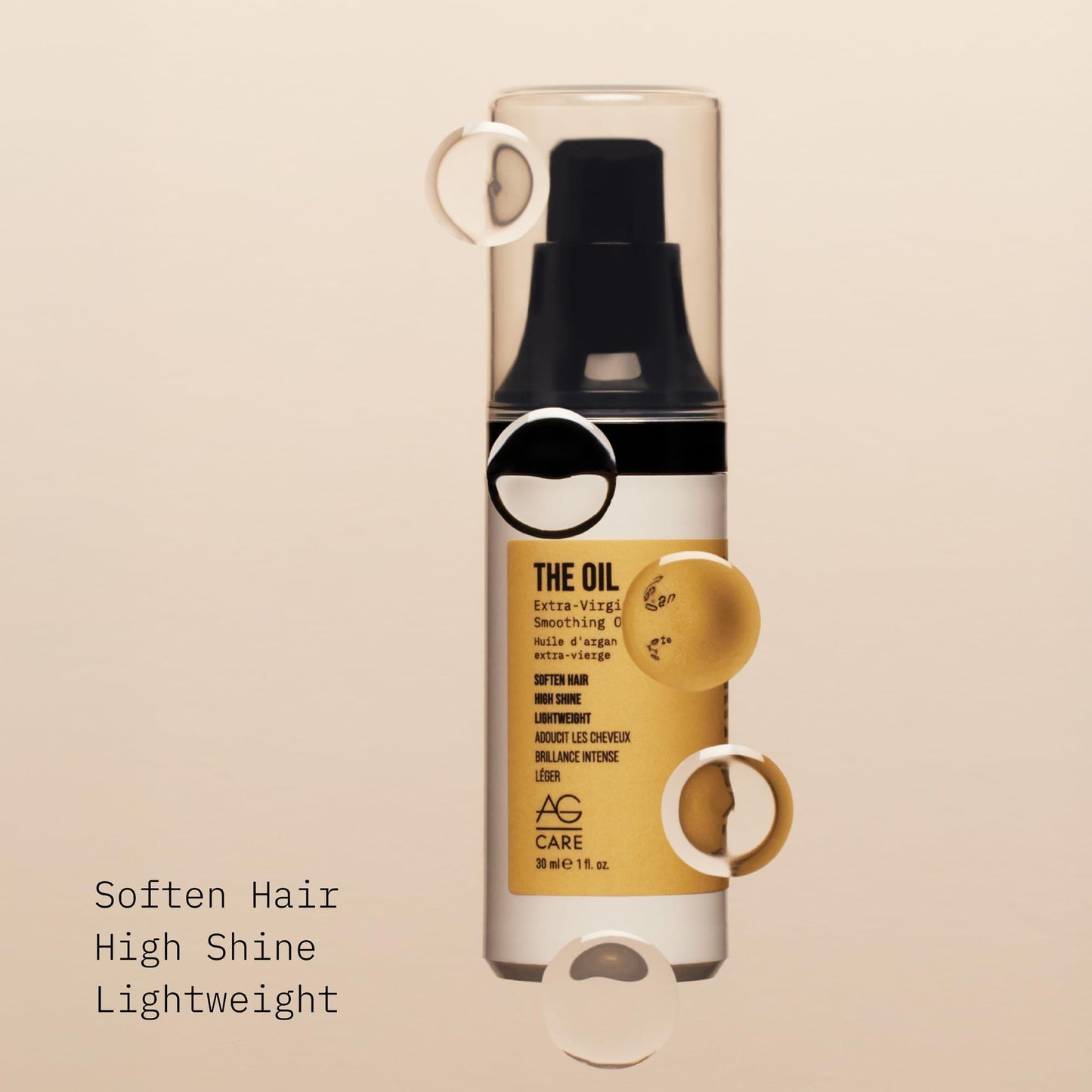 AG Care The Oil Argan Smoothing Oil, Lightweight, Non-Greasy Shine for All Hair Types - Softens & Adds Slip - 1 Fl Oz