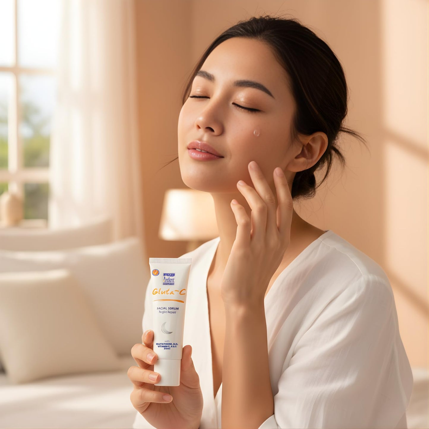 GLUTA C Facial Night Repair Serum, Hydrating Lightweight Non Greasy Skincare with Vitamin C and Shea Butter - 30ml