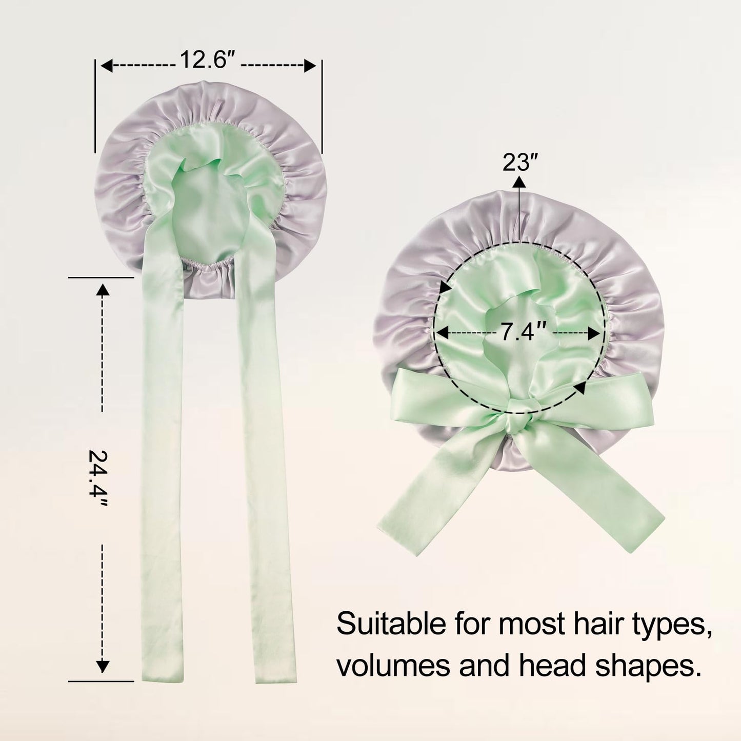 ZIMASILK 100% Mulberry Silk Bonnet for Sleeping Women Double Layer Hair Wrap with Silk Tie Band Natural Cap for Hair Care Stay on Head (1Pc, Purple + Green)