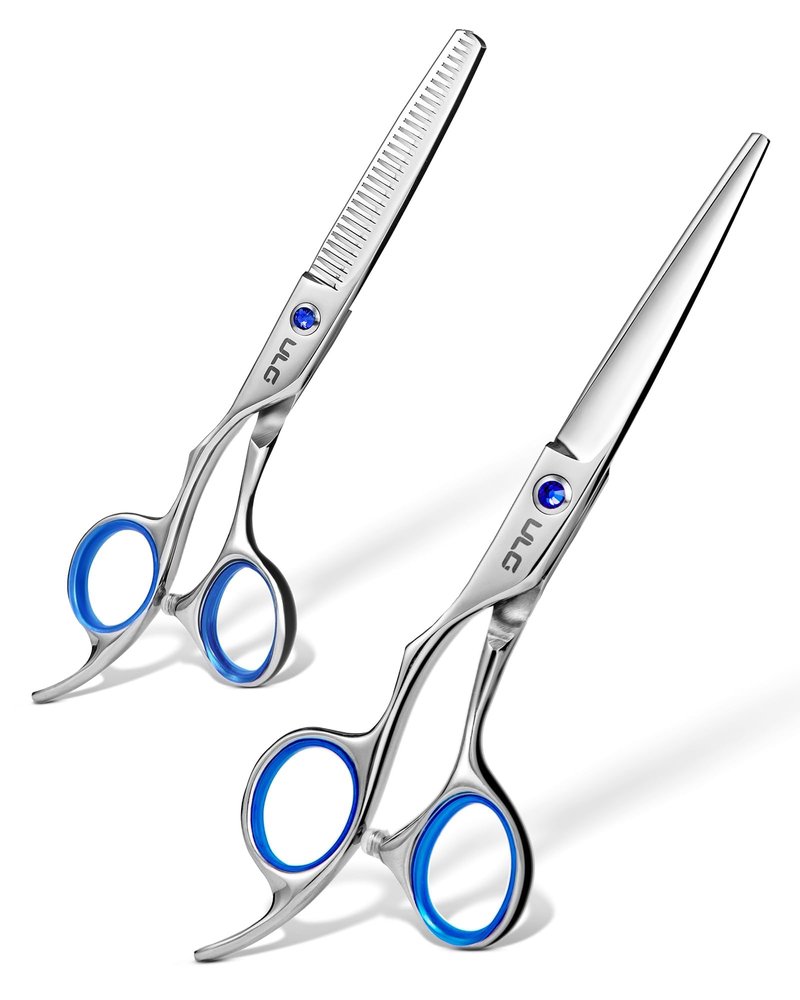 ULG Left Handed Hair Cutting Scissors Thinning Shears Kit Professional Barber Hairdressing Texturizing Salon Razor Edge Scissor Stainless Steel 6.5 inch