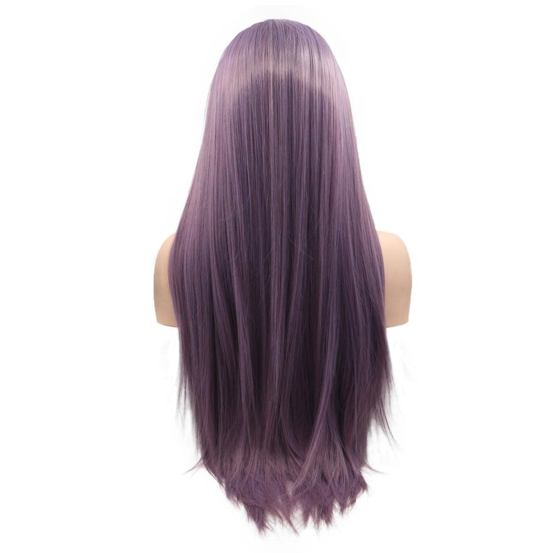 Wiginway Long Straight 13x3 Lace Front Wigs Synthetic Wigs Natural Looking Hair for Girls Women Cosplay Wigs Halloween Costume Party (Purple)