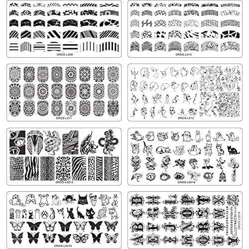 VNC 21 Pcs Nail Stamp Plates Set 16 Plate 2Stamper and 2 Scraper 1storage Bag Nails Art Stamping Plate Scraper Stamper Set Leaves Flowers Animal Nail Plate Template Image Plate Set