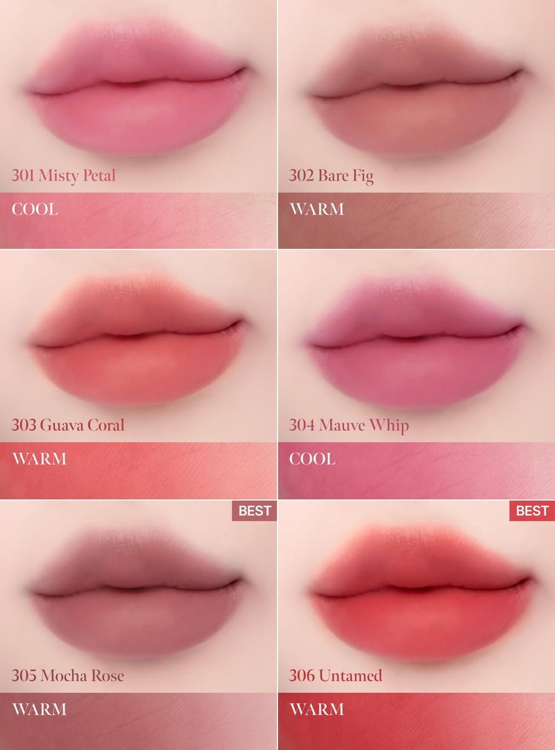 CORALHAZE Bare Velvet Tint #301 Misty Petal 3g, Soft Matte Lip Tint, Creamy Tinted Lip Stain, Velvet Burring Tint, Long Lasting High Pigment, Weightless, 24H Hydration, Lip Makeup, Korean Beauty