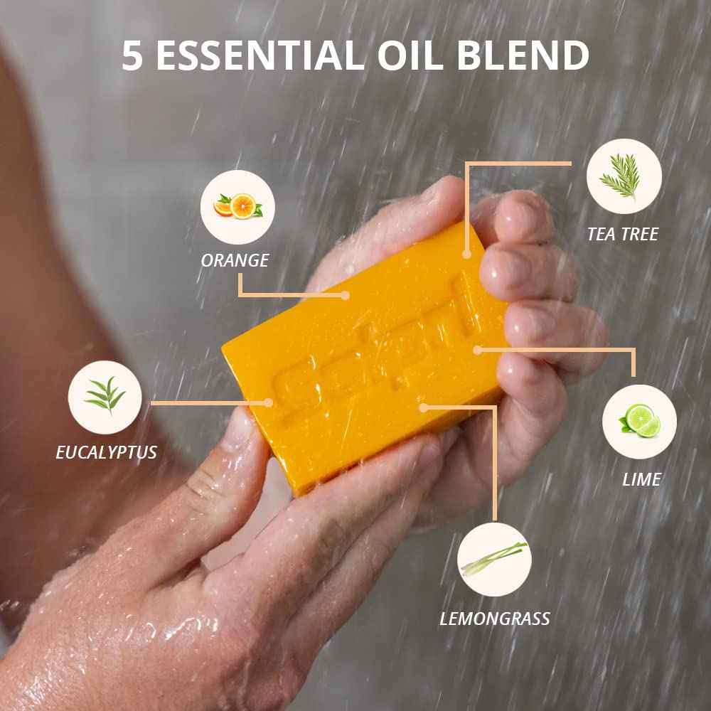 Solpri Shield Athletic Tea Tree Soap Bar with Lemongrass Eucalyptus Oil 4 oz (2 Pack) Protects Skin from Jock Itch, Athlete's Foot, Ringworm for Humans MADE IN USA