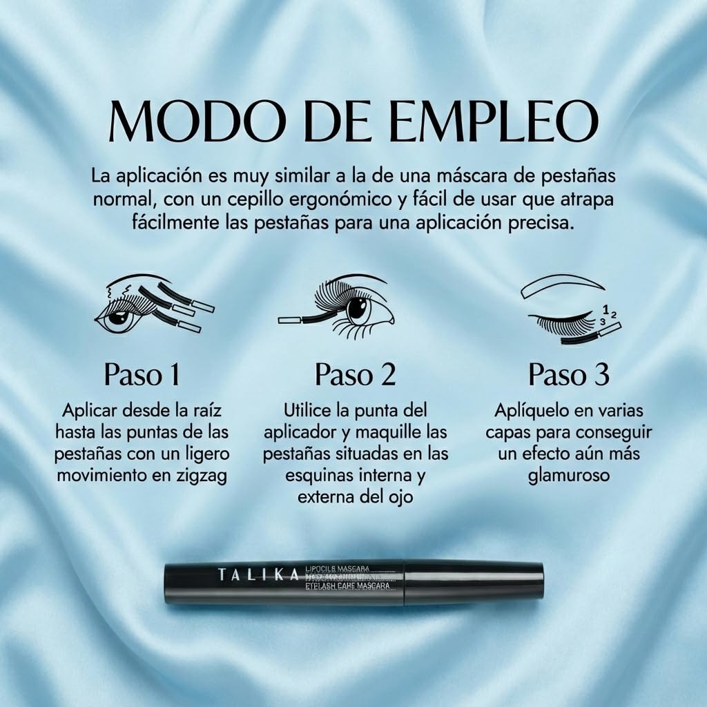 Talika Lipocils Water Resistant Mascara - Black- Non-Smudge Formula, Natural Lash Enhancement, Quick Definition, Improved Lashes in 14 Days, Volumizing, Strengthening, Curling, Darkens Over Time
