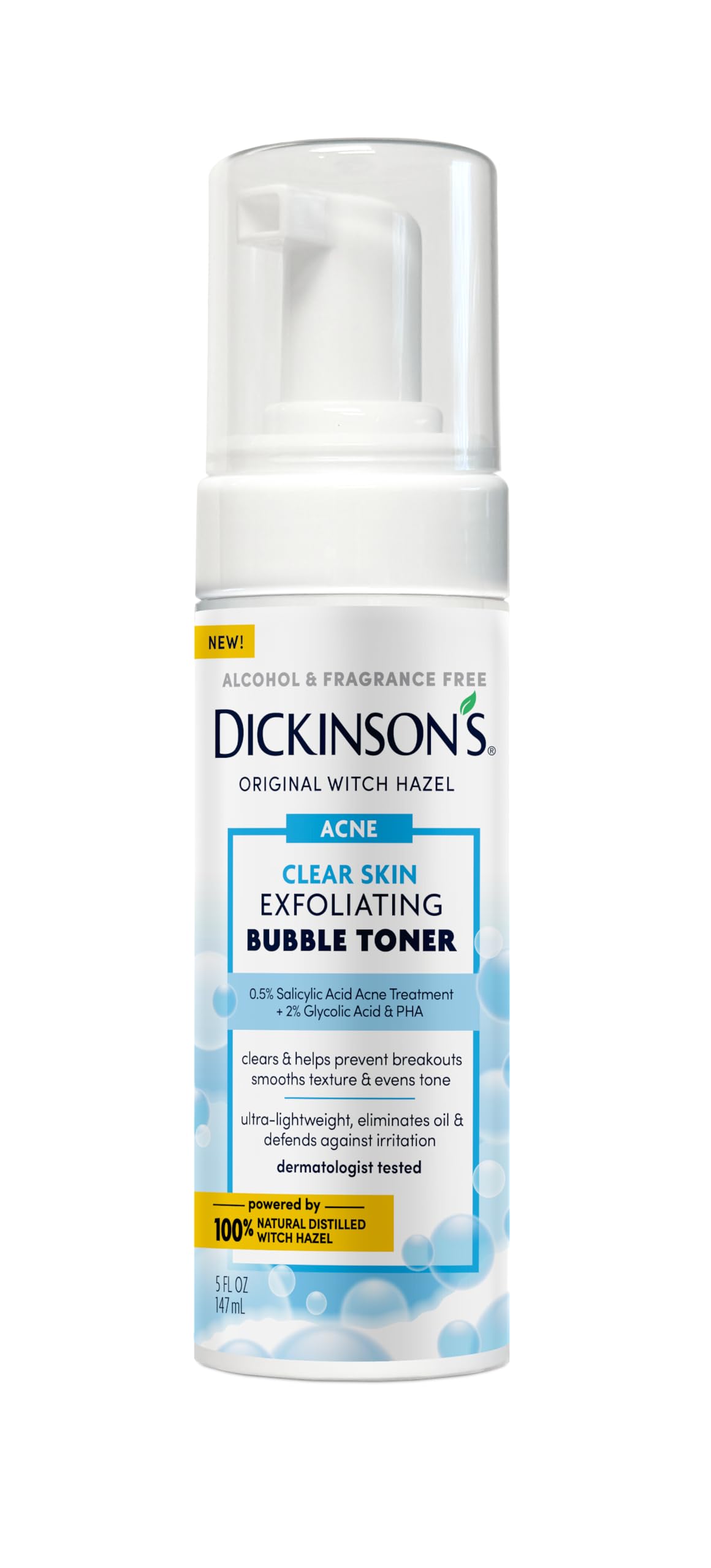 Dickinson's Witch Hazel Exfoliating Bubble Toner | Salicylic Acid | 5 Fl Oz