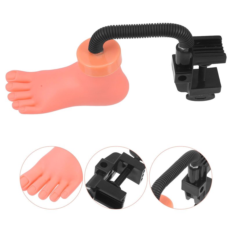 FRCOLOR Nail Art Practice Foot Model 12.99X5.11X3.14In Soft Silicone Pedicure Training Tool with Insertable Nail Tips Lightweight Mannequin for Manicure Skill Development