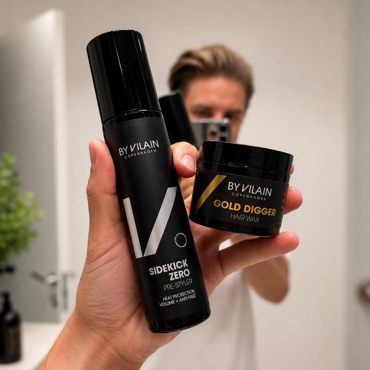 By Vilain Gold Digger Super Strong Hold Matte Finish Clean Cut Look Long Lasting Hair Pomade - Easy to Style for Fullness & Texture Smoothing & Slick Hair Molding Wax Paste Gel for Men - 65ml