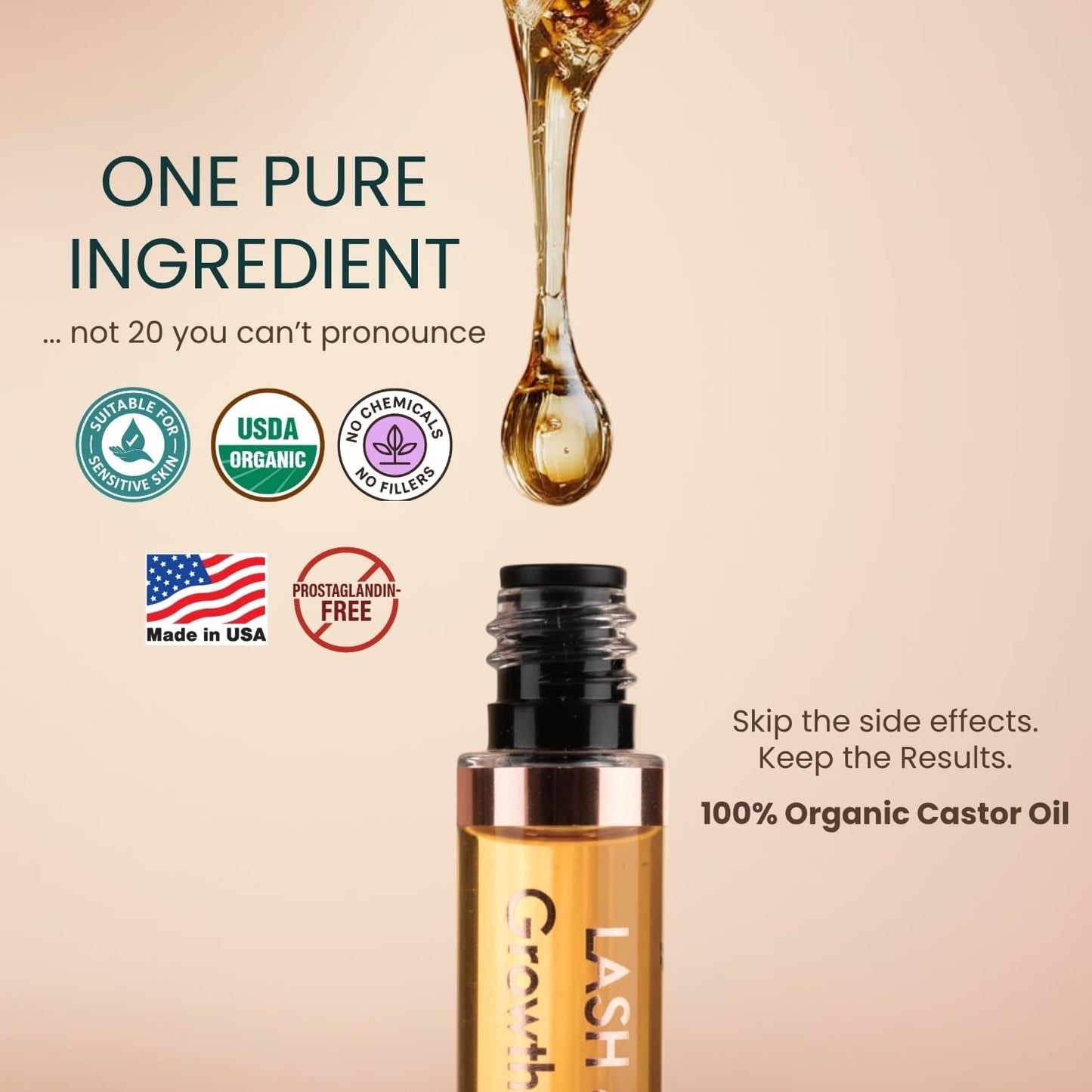 Organic Castor Oil Lash Serum Cold Pressed Castor Oil Eyelash Growth Serum