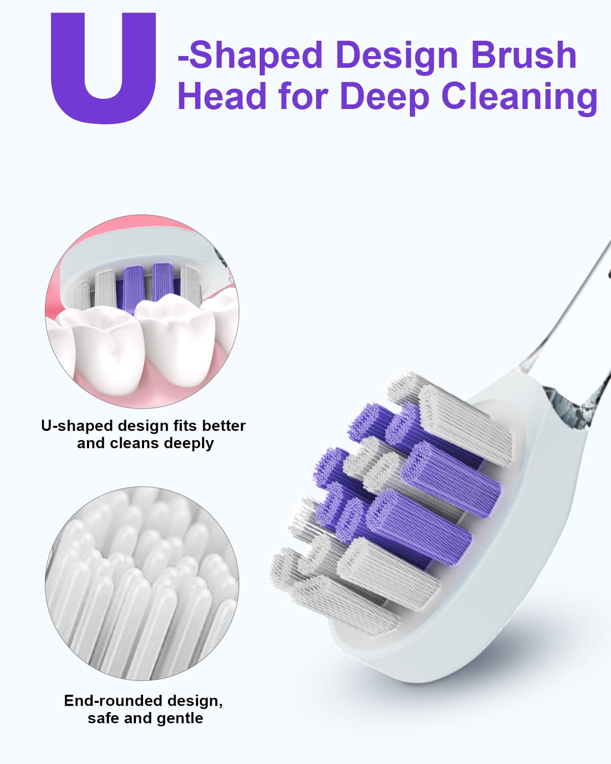 Acelike Kids Electric Toothbrush with UV Mode，Oscillation and Vibration Toothbrush, Cute Ice Cream Appearance, Silicone Anti Slip Handle, 4 Modes & 2-Min Smart Timer, One Charge Last 60 Days (Blue)