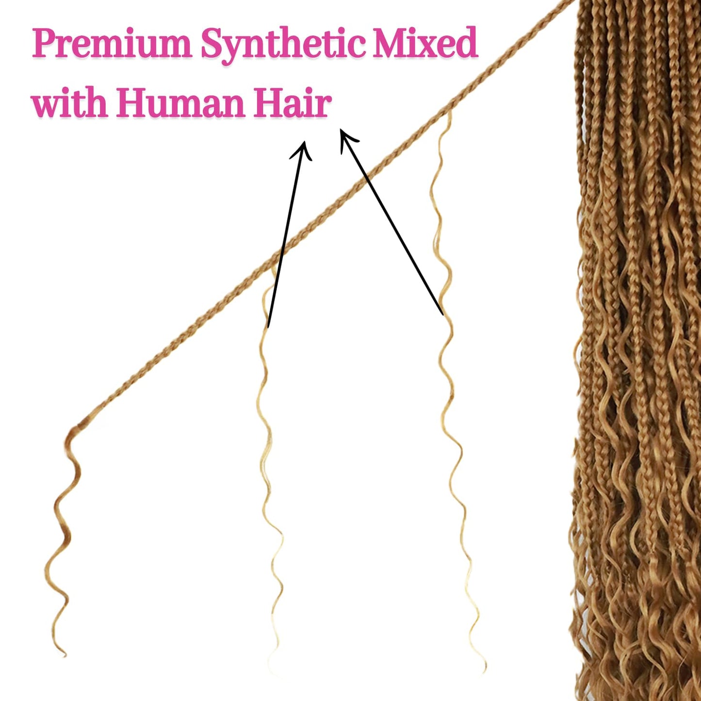 Boho Crochet Braids Human Hair 12 Inch Boho Crochet Braids Pre looped 9 Packs Bohemian Goddess Box Braids Crochet Hair For Women