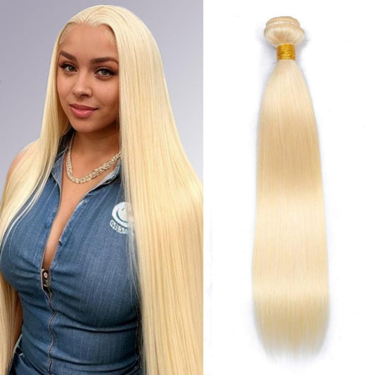 613 Bundles Human Hair 14 Inch Straight Blonde Bundles Human Hair 100% Unprocessed 12A Grade Brazilian Virgin Raw Hair Quick Weave 1 Bundles 100g Hair Extensions for Women