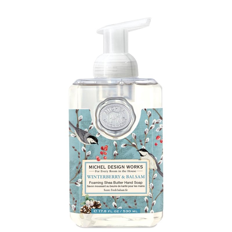 Michel Design Works Foaming Hand Soap, Winterberry & Balsam, Beautiful Square Container with Pump