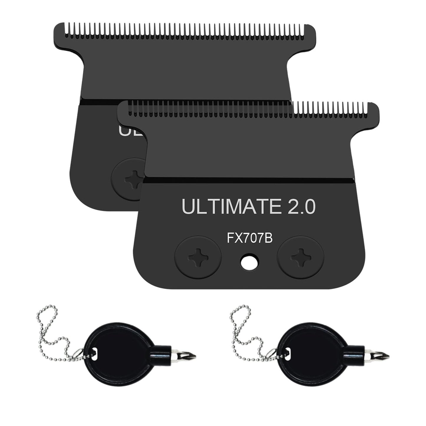 2PCS Replacement Trimmer Blades Compatible with BaBylissPRO FX787 & FX726 Trimmer,FX707Z DLC 2.0 Trimmer Blades Compatible with BaByliss Barberology Trimmer Blades,Black
