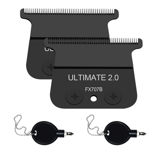 2PCS Replacement Trimmer Blades Compatible with BaBylissPRO FX787 & FX726 Trimmer,FX707Z DLC 2.0 Trimmer Blades Compatible with BaByliss Barberology Trimmer Blades,Black