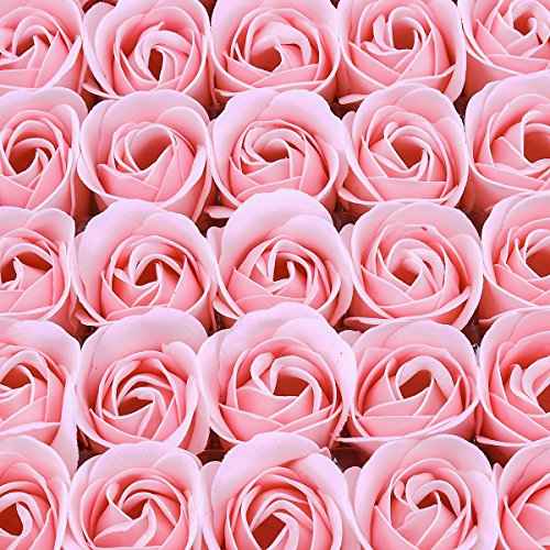 HOUSWEETY 81Pcs Bath Soap Rose Flower, Floral Scented Rose Petal Bouquet