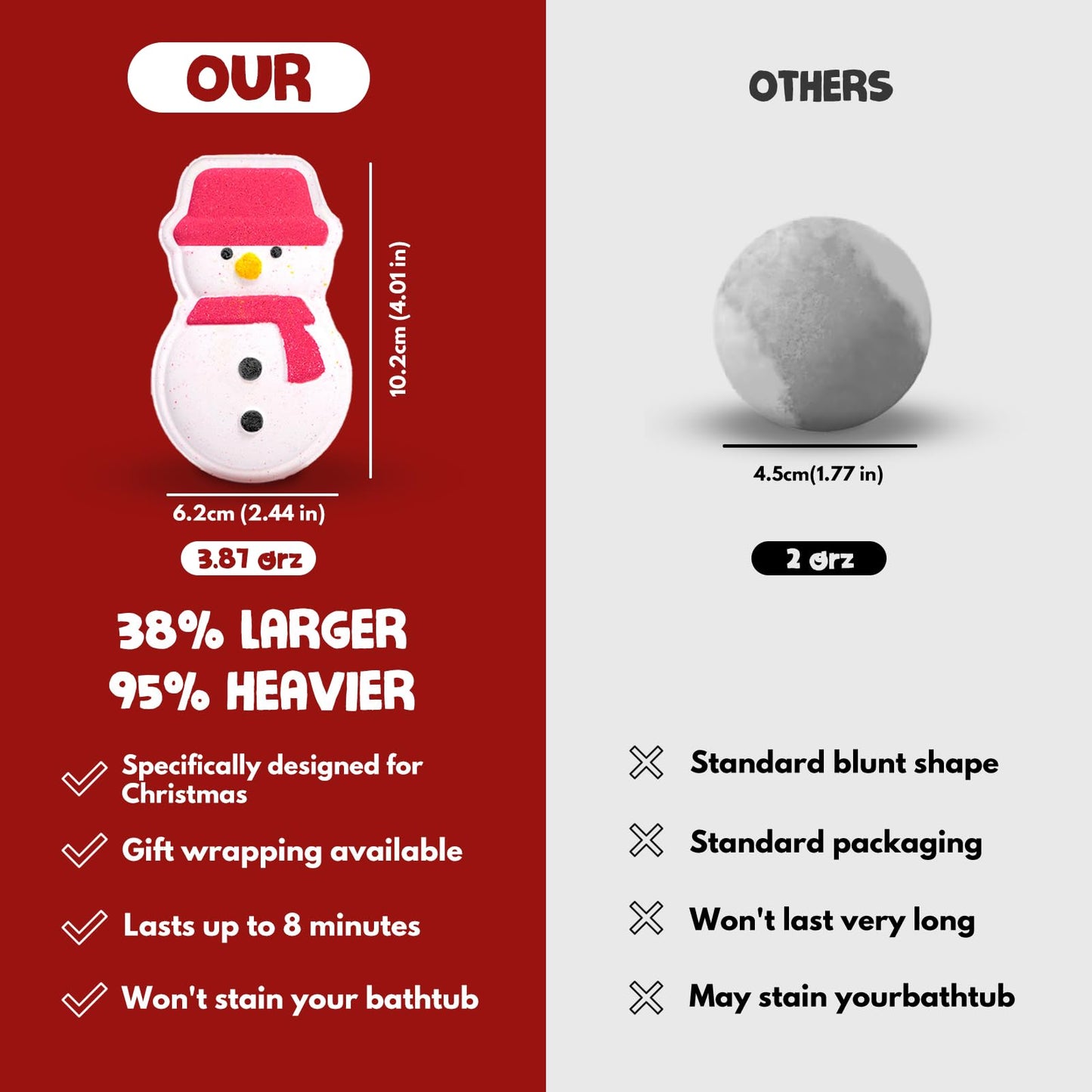 Christmas Bath Bombs Shower Steamers: 6 Pack Handmade Natural Organic Bath Bomb Set for Women Relaxing Bubble Bathbombs Scented Gifts Stocking Stuffers Holiday Birthday for Men Kids Girls Girlfriend