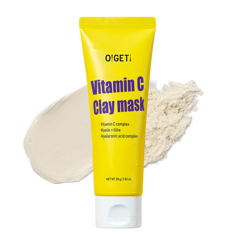 O!GETi Vitamin C Clay Mask, Hydrating & Brightening Face Mask, Fermented Natural Clay, Kaolin & BHA, Upcycled Green Tangerine, 2.8oz