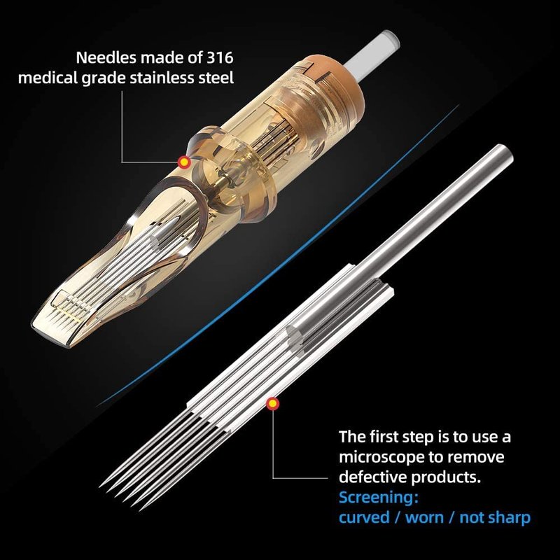 Ambition Premium 50Pcs #10 Bugpin 5RL Tattoo Cartridges Needles Disposable Supply 5 Round Liner for Professionals and Beginners Tattoo Artists