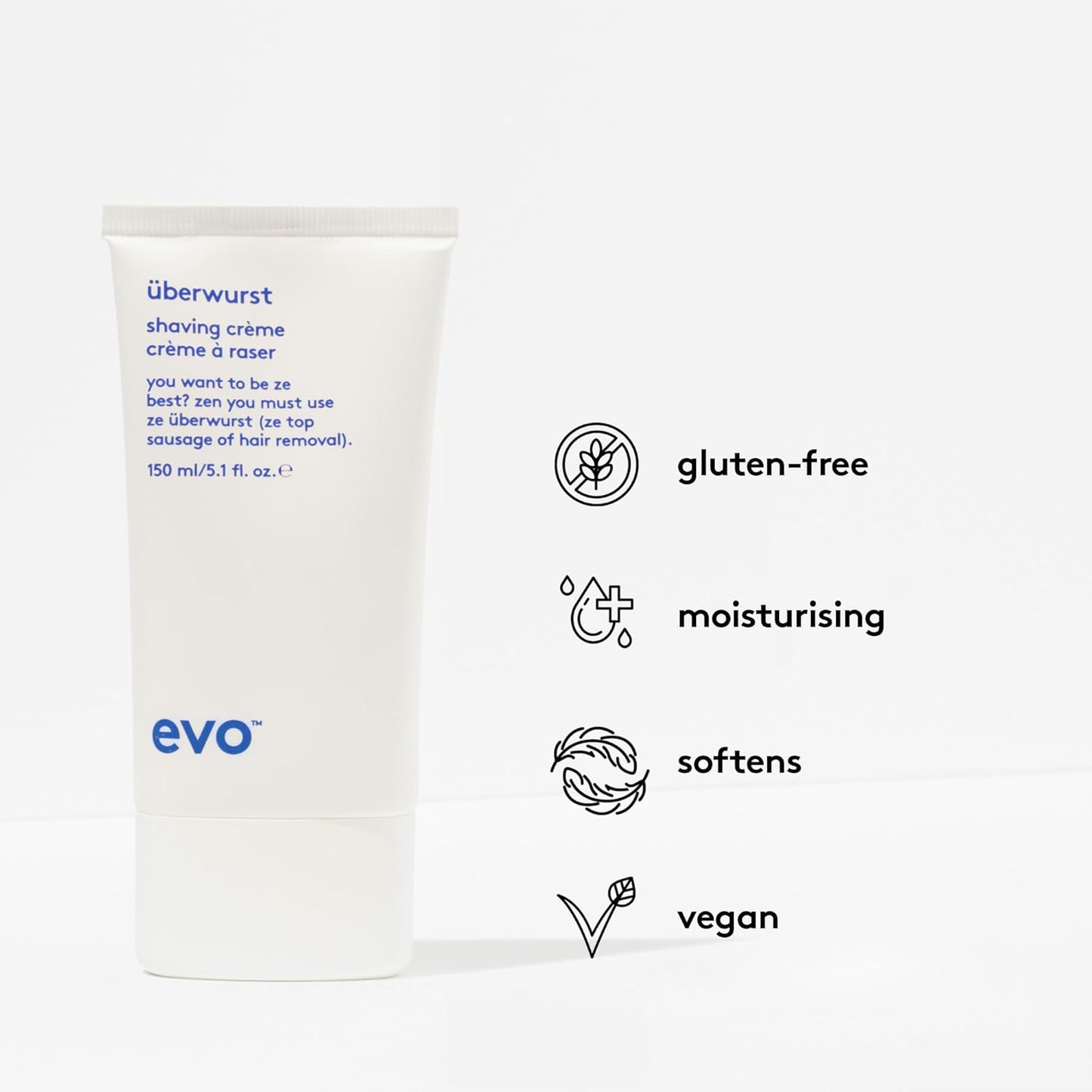 EVO Uberwurst Shaving Cream for Sensitive Skin - Moisturizing Formula Reduces Razor Burn | 5.1 fl oz