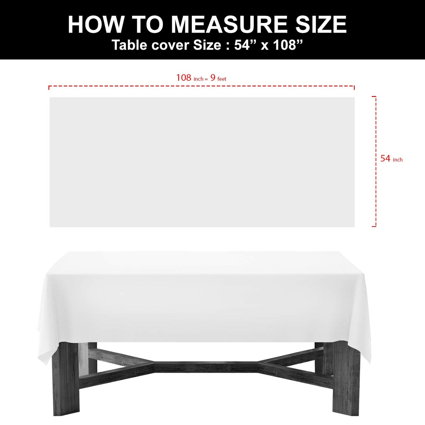 Party Essentials ValuMost Plastic Table Cover Available in 36 Colors, 54" x 108", Red