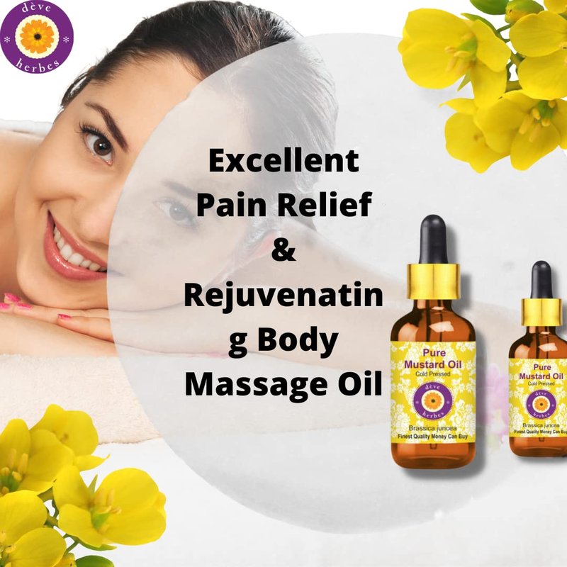 Deve Herbes Mustard Oil - Cold Pressed Essential Oil for Hair & Skin | 100ml x 2 (6.76 oz)