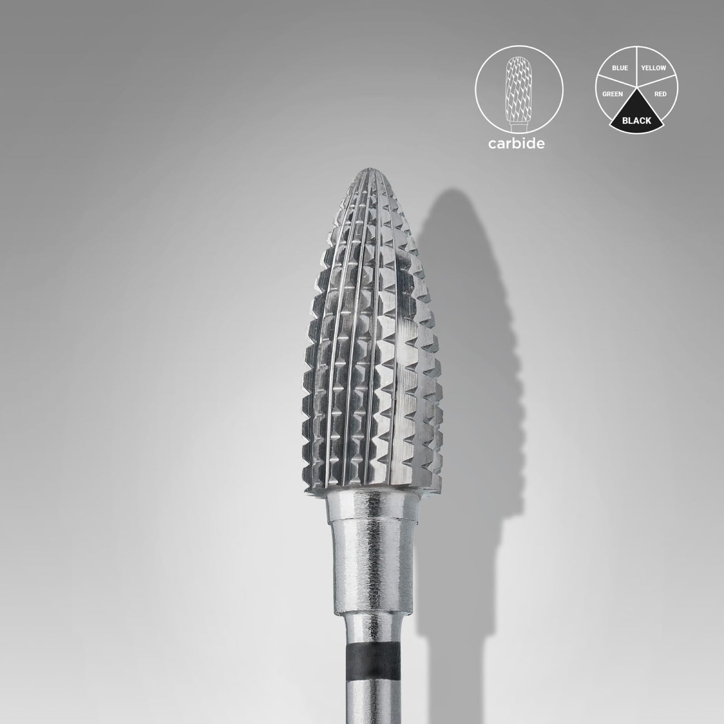 STALEKS PRO Expert Carbide Nail Drill Bit (Pine Cone, Black, 6mm Head / 14mm WP) – Coarse Hardness for Artificial Nail Correction & Gel Polish Removal in Hardware Manicure/Pedicure