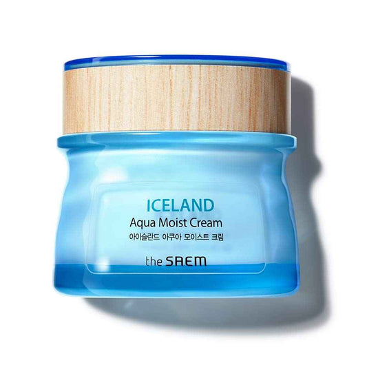 THESAEM Iceland Aqua Moist Cream 60ml - Moisture Coating Hydrating Facial Cream with Iceland Mineral Water for Dry Skin, Hypoallergenic Safe Formula