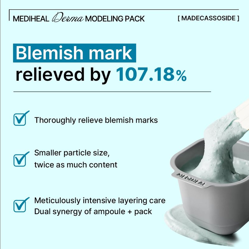 Mediheal Derma Modeling Pack - Madecassoside Blemish Relief | Hydrating DIY Icy Jelly Mask for Clear Skin