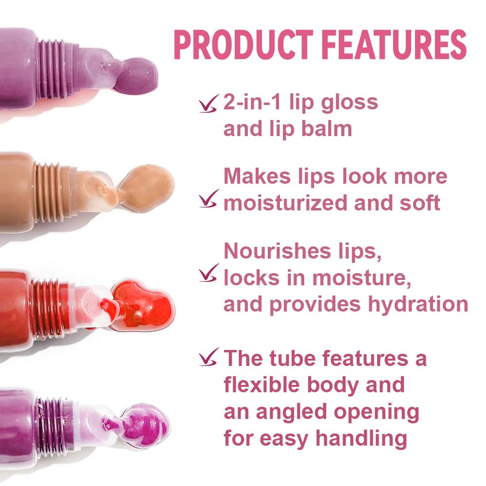 2Pcs Summer Lip Butter Lip Balm Glow Reviver Lip Gloss, Melting Lip Serum, Ultra-Hydrating Natural Vegan Lip Balm, Sheer-Tinted Shine & Hydration, Soothes & Softens Dry Lips (03+04)