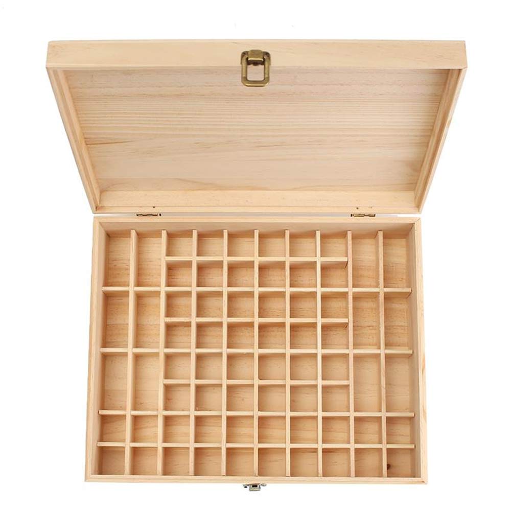 VolksRose Essential Oil Box, Wooden Storage Container Holds 68 Bottles, Multi-Tray Organizer #ob03