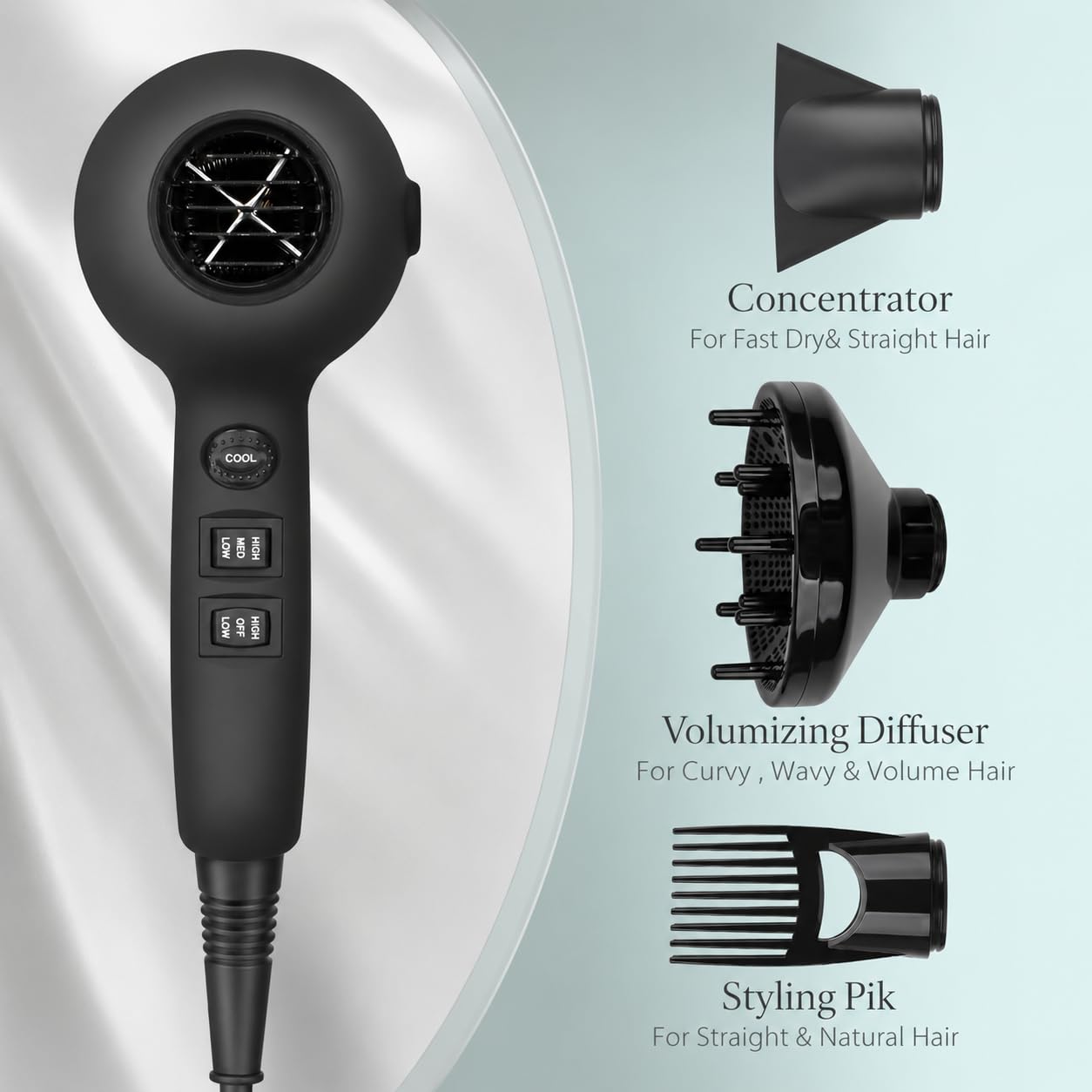 JINRI 1875w Professional Tourmaline Hair Dryer, Salon Hair Blow Dryer