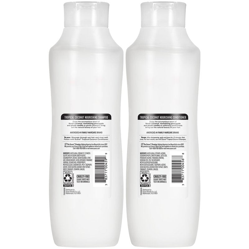 Suave Shampoo & Conditioner Set - Tropical Coconut Nourishing Formula | 22.5 Oz Each (2-Piece)