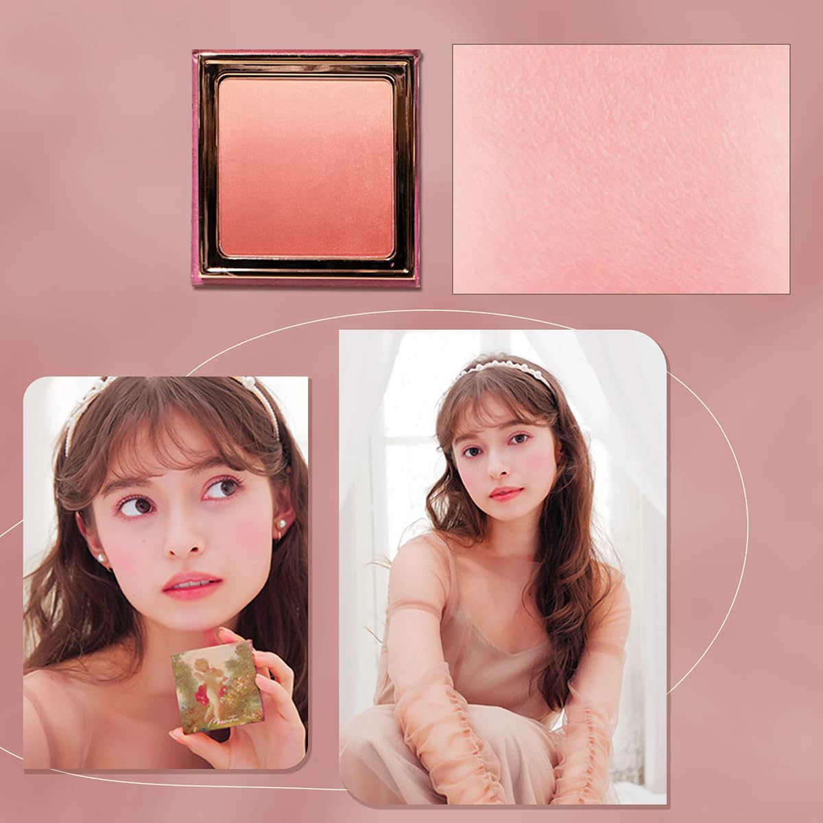 MilleFée Angel Gradation Blushes 5g Long Wear Shimmer Millefee Powder Palette for Beauty Cheek (03 Love the Sentinel)