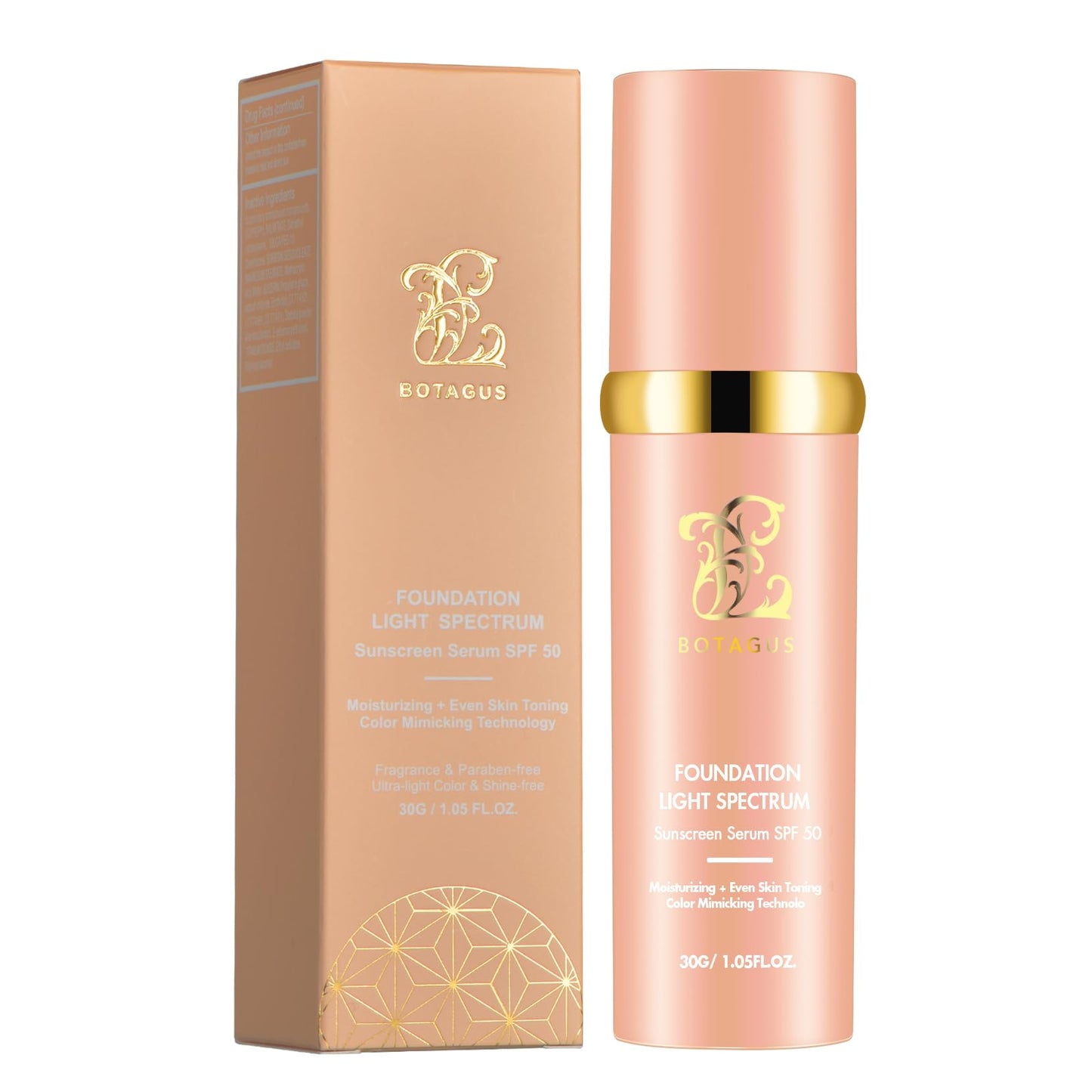 Color Changing Foundation, 4 in 1-Light Spectrum Liquid Foundation with SPF 50+, Concealer Cosmetic Lightweight Makeup, Longwearing & Waterproof for Makeup Light 1pack
