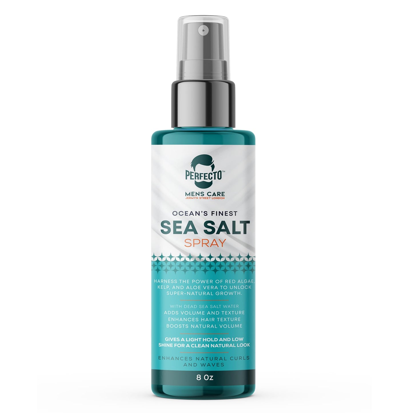 Perfecto Sea Salt Spray for Men – Hair Texturizing Spray with Kelp, Aloe Vera & Red Algae | Adds Volume, Texture & Beach Waves | Natural Light Hold | For Men & Women | 8 fl oz